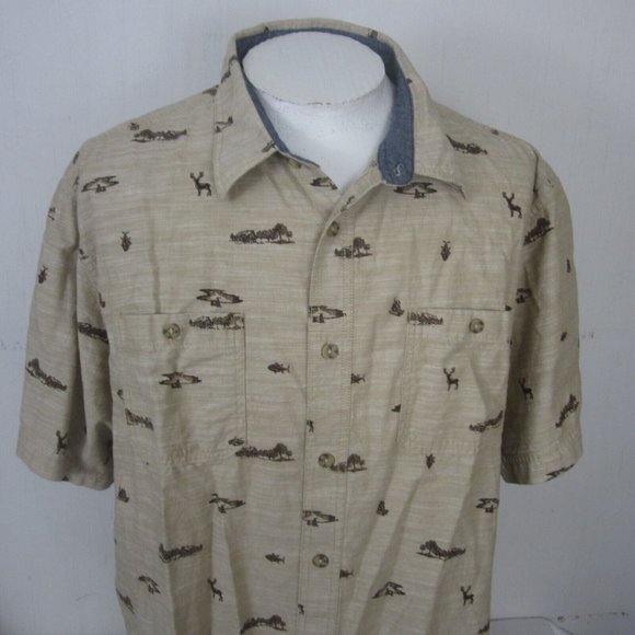 Outdoor Life Men shirt s/s p2p 28" hunting deer camping 2 pocket fishing cotton - Picture 4 of 12
